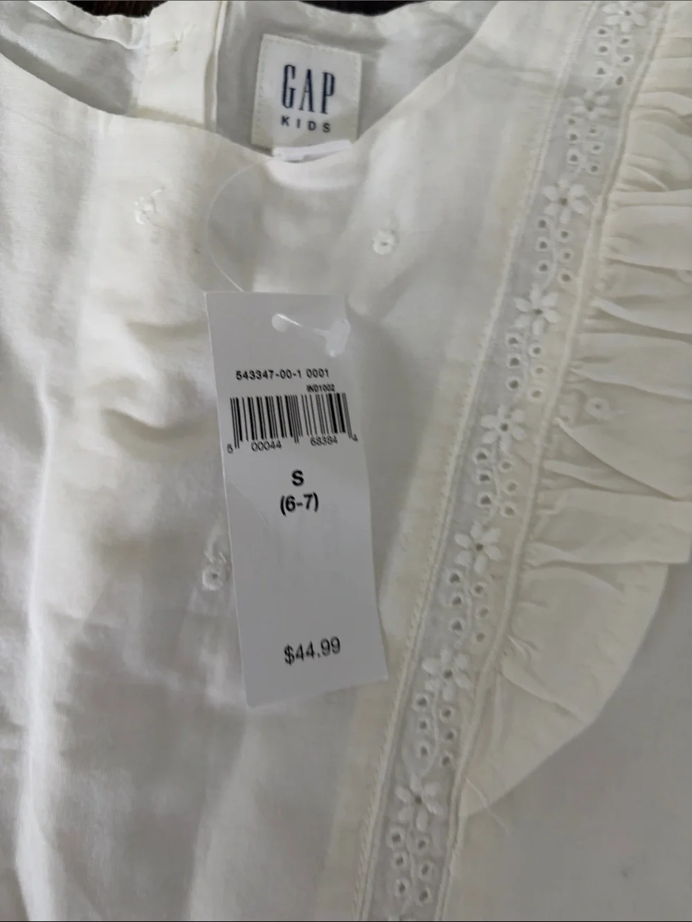GAP Kids Girls White Eyelet Ruffle Dress NWT Small S 6-7